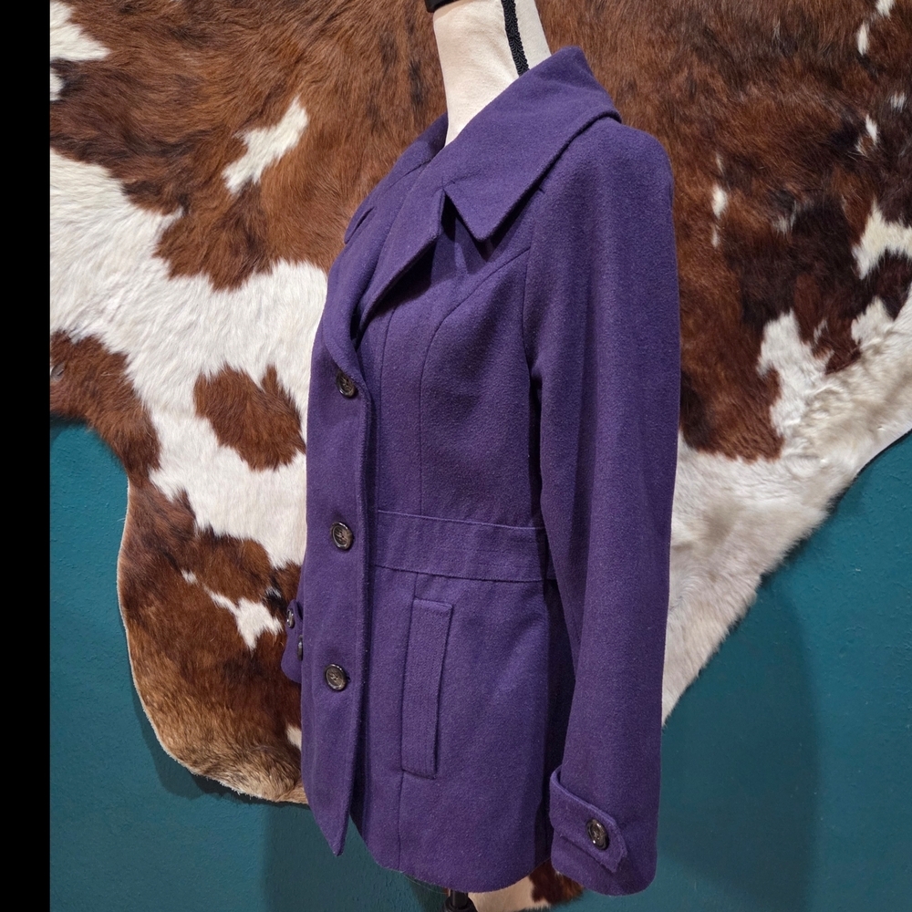 Relativity Women's Purple Pea Coat - Picture 6 of 11